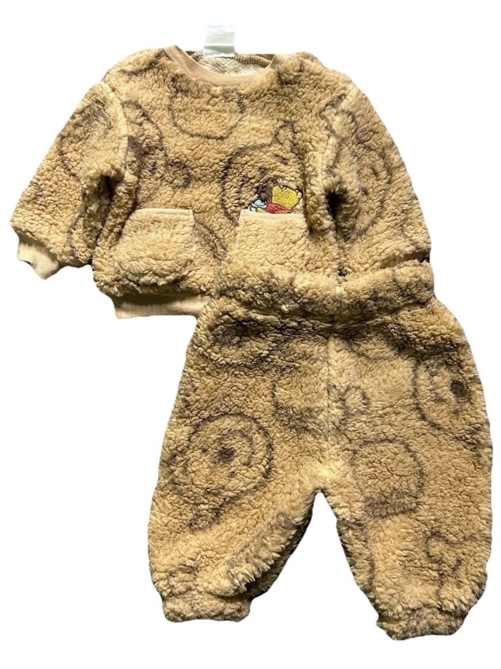Baby Winnie The Pooh Brown Faux Fur Matching Set Size 0-3 Months
